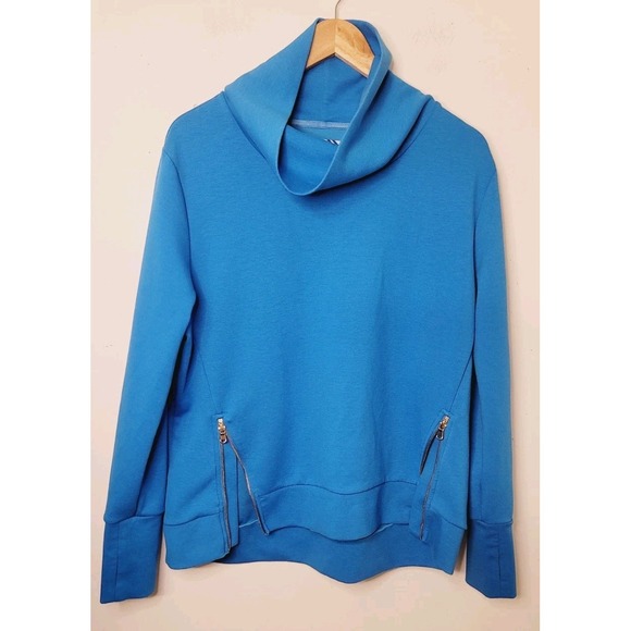 Addison Bay Women's Pullover Size Medium Double Knit Everyday Pullover Zip Blue - Picture 3 of 7